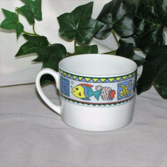 3 Studio Nova Beach Party Coffee Cups Y0289 Fish Cottage Decor Replacement China - Picture 3 of 13
